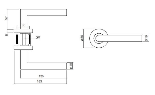 ProGriff TD-T-Form auf Rosette– Edelstahl